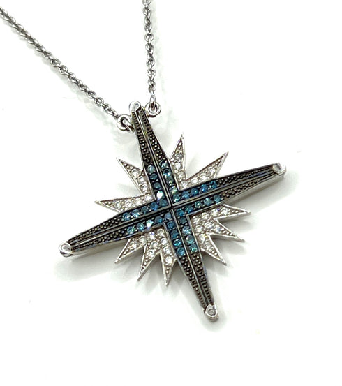 14K Gold & Black Diamond Star Of Bethlehem Opening Magnetic Necklace